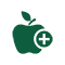 a green apple with a plus sign